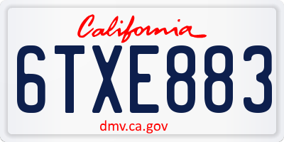 CA license plate 6TXE883