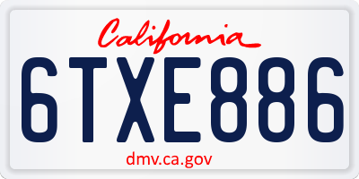 CA license plate 6TXE886