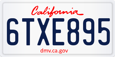 CA license plate 6TXE895