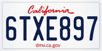 CA license plate 6TXE897