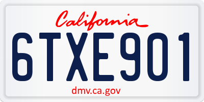 CA license plate 6TXE901