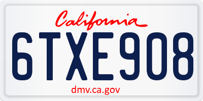 CA license plate 6TXE908