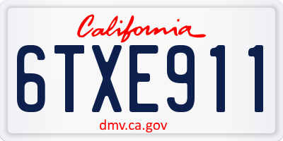 CA license plate 6TXE911