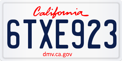 CA license plate 6TXE923