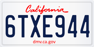 CA license plate 6TXE944