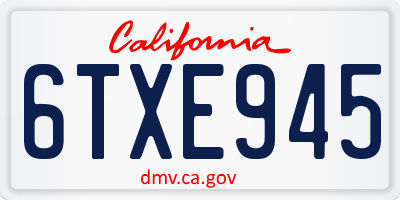 CA license plate 6TXE945