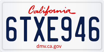 CA license plate 6TXE946