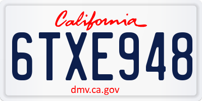 CA license plate 6TXE948