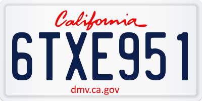 CA license plate 6TXE951