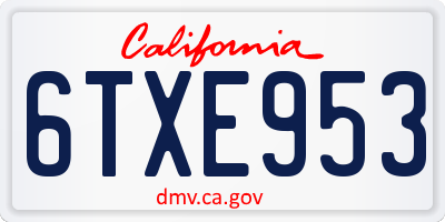 CA license plate 6TXE953