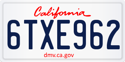 CA license plate 6TXE962