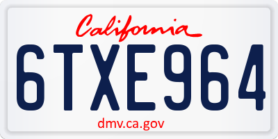 CA license plate 6TXE964