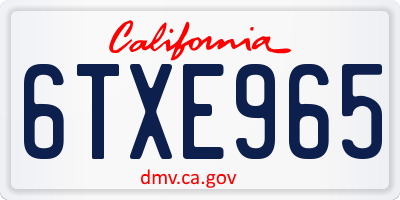 CA license plate 6TXE965