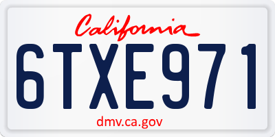 CA license plate 6TXE971