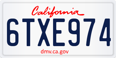 CA license plate 6TXE974