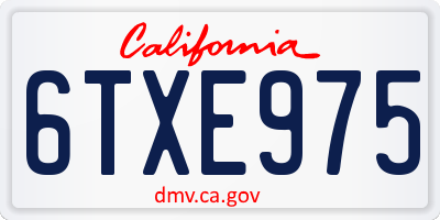 CA license plate 6TXE975