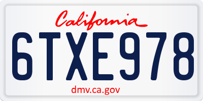 CA license plate 6TXE978
