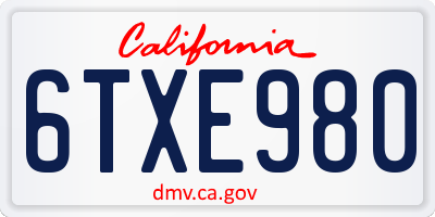 CA license plate 6TXE980
