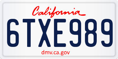 CA license plate 6TXE989