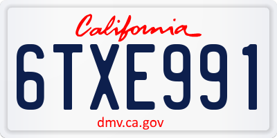 CA license plate 6TXE991