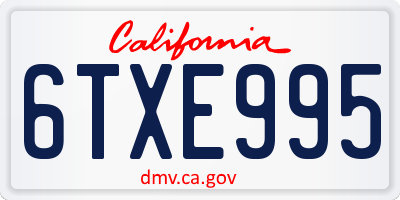 CA license plate 6TXE995