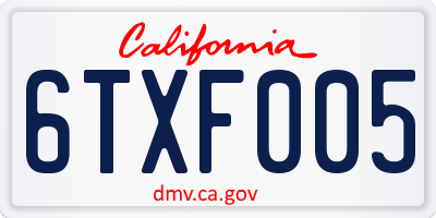 CA license plate 6TXF005