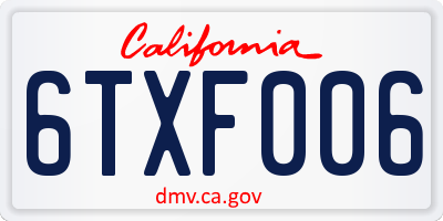 CA license plate 6TXF006