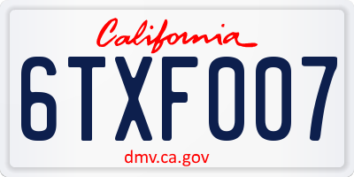 CA license plate 6TXF007