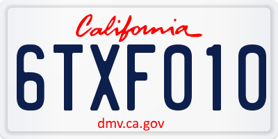 CA license plate 6TXF010