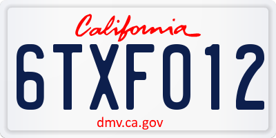 CA license plate 6TXF012