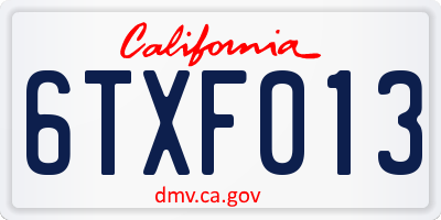 CA license plate 6TXF013