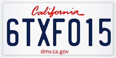 CA license plate 6TXF015