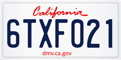 CA license plate 6TXF021