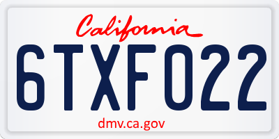 CA license plate 6TXF022