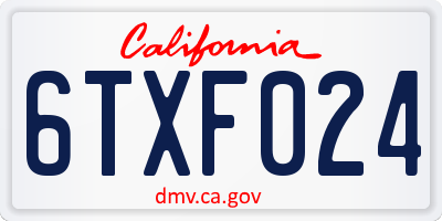 CA license plate 6TXF024