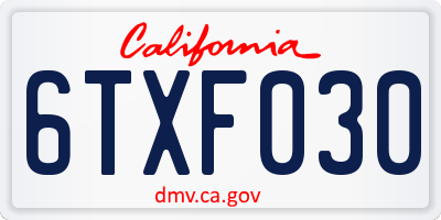 CA license plate 6TXF030