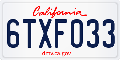 CA license plate 6TXF033