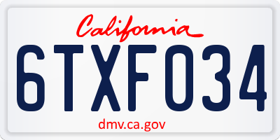 CA license plate 6TXF034