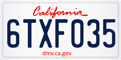 CA license plate 6TXF035