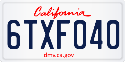 CA license plate 6TXF040