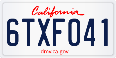 CA license plate 6TXF041