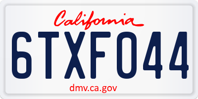 CA license plate 6TXF044