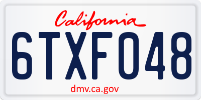 CA license plate 6TXF048