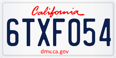 CA license plate 6TXF054