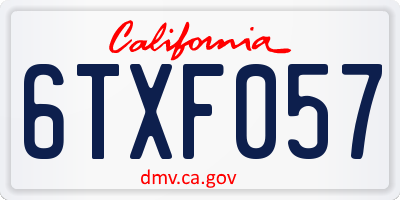 CA license plate 6TXF057