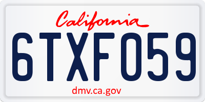 CA license plate 6TXF059