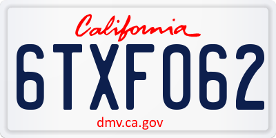 CA license plate 6TXF062
