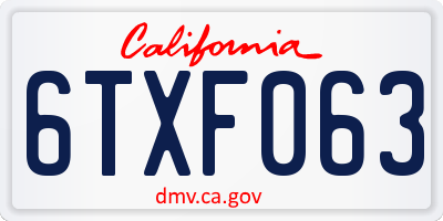CA license plate 6TXF063