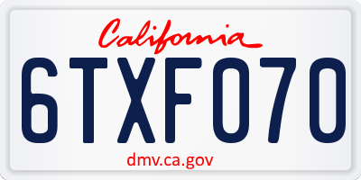 CA license plate 6TXF070