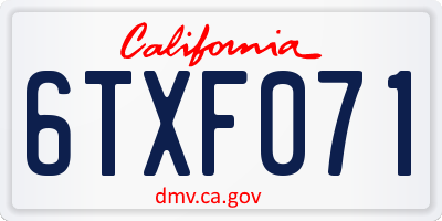 CA license plate 6TXF071